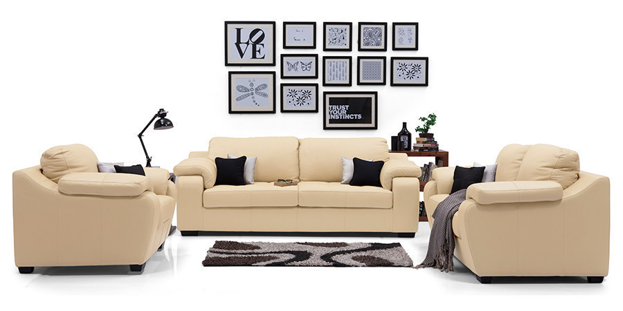 Tribunal Leather Sofa (Cream)
